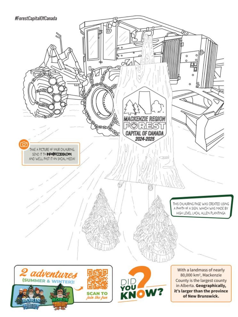 Forestry equipment colouring page