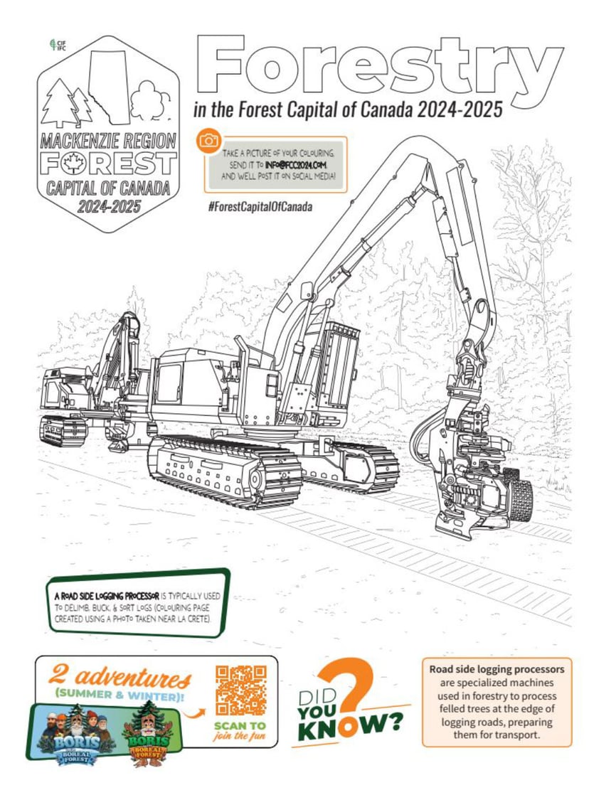 Forestry equipment colouring page
