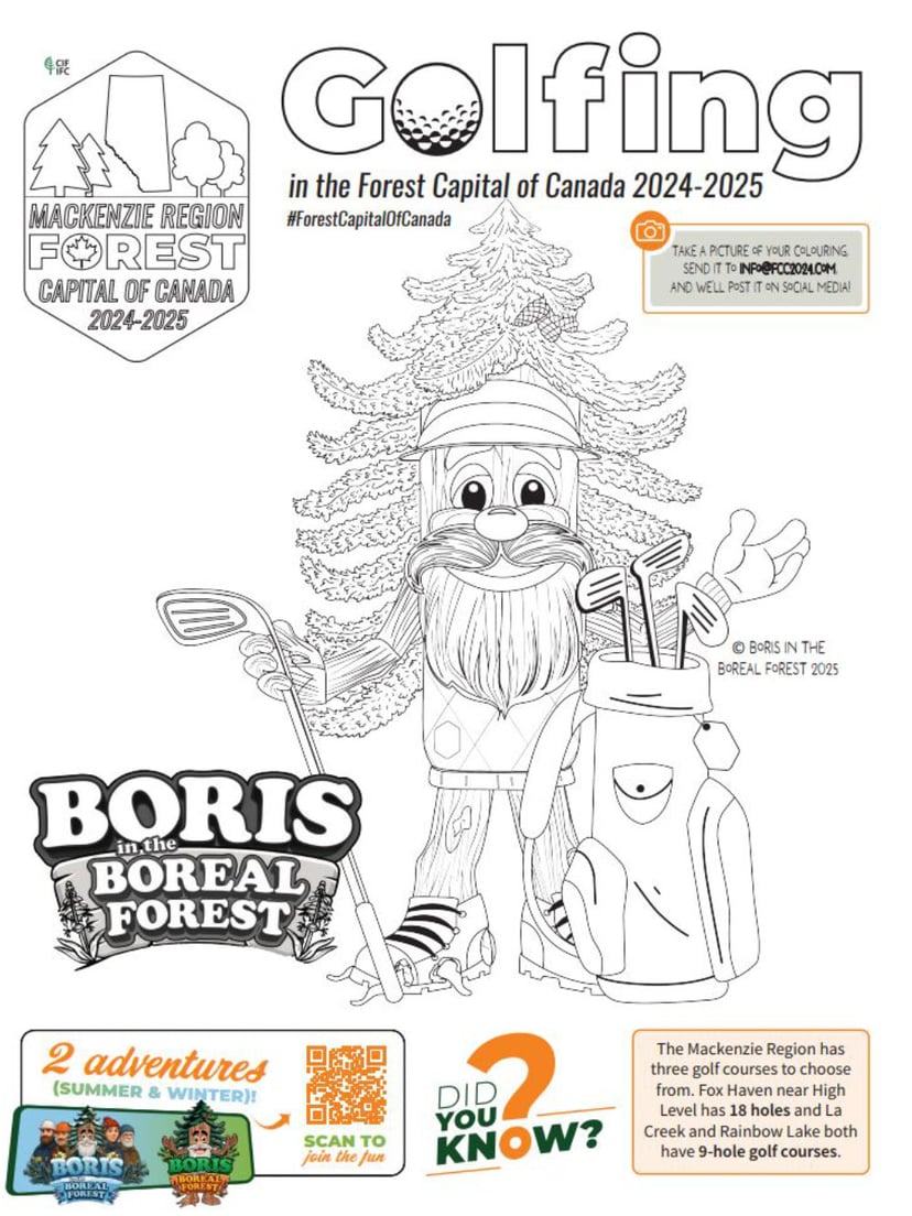 Boris golfing colouring page