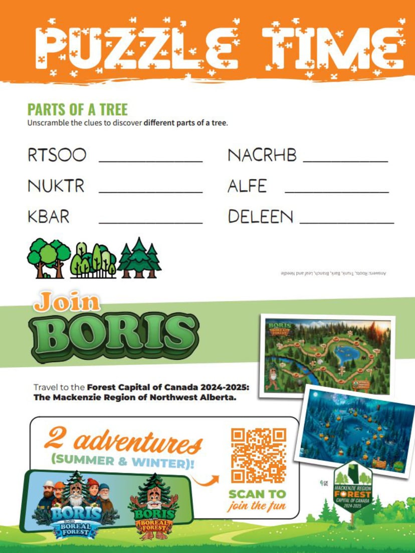 Tree parts word scramble puzzle