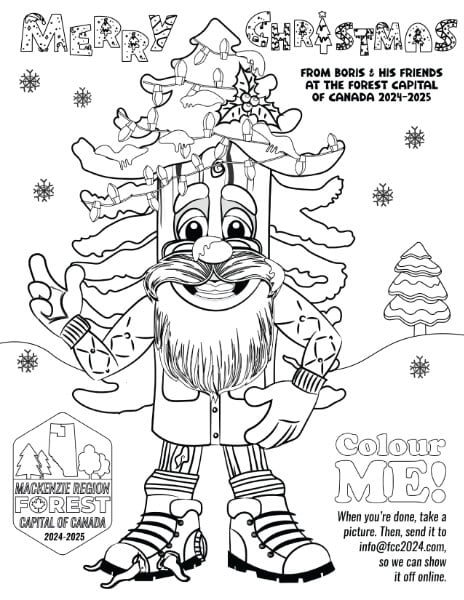 Christmas Boris colouring page